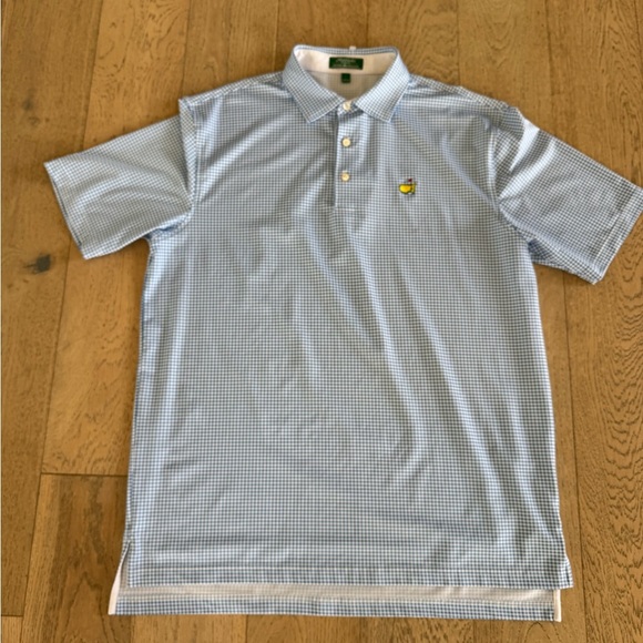 MASTERS designed by Peter Millar Gingham Polo Blue White Large - Picture 1 of 7
